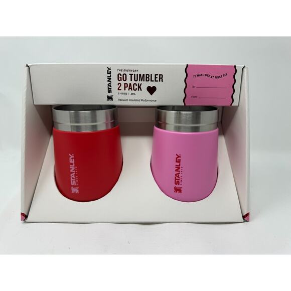STANLEY The Everyday Go Tumbler 2 Pack Target Red & Valentine Pink 10z IN HAND! - Picture 1 of 2